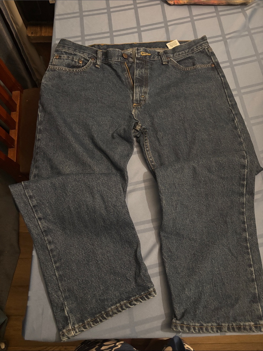 Men's Wrangler Dark Blue Denim Jeans Size 36 X 30